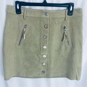 NWT Avec Les Filles Leather Button Down Mini Skirt Size 12
